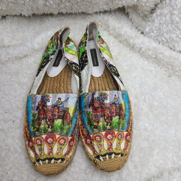Dolce & Gabbana‎ Multi Pattern Multi Color Brocade Canvas Espadrilles sz 39 - Picture 3 of 7